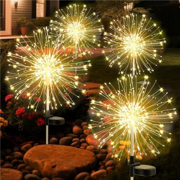 Solar Fireworks Lights Outdoor Waterproof Garden Fairy Light Outside - Picture 1 of 7